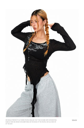 Irregular Tassel Ribbon Top
