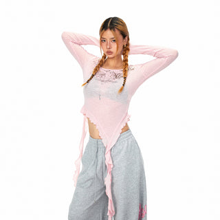 Irregular Tassel Ribbon Top