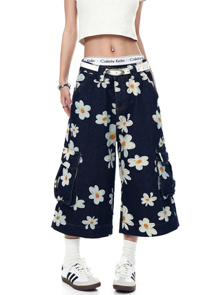daisy denim shorts