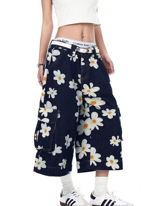 daisy denim shorts