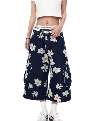 daisy denim shorts