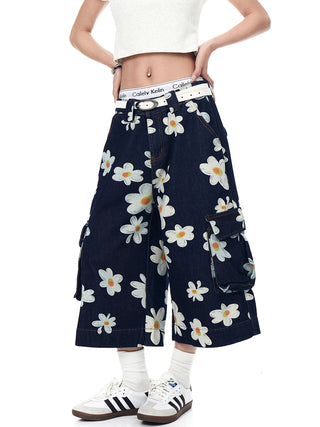 daisy denim shorts
