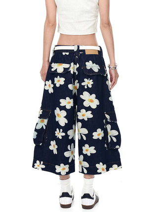 daisy denim shorts