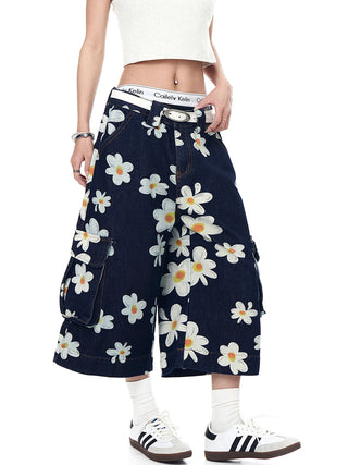 daisy denim shorts