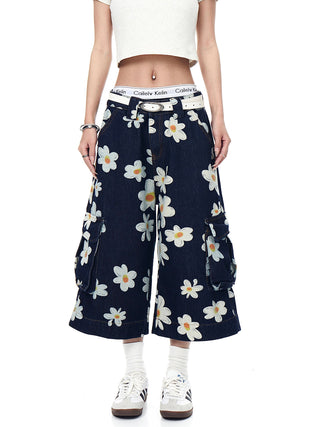 daisy denim shorts