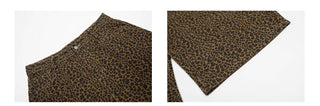 leopard denim shorts