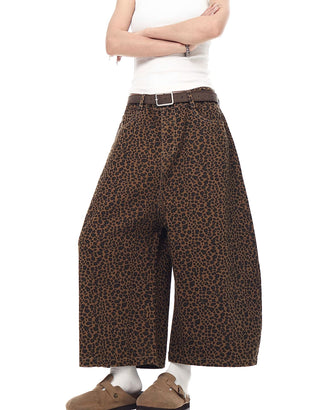 leopard denim shorts
