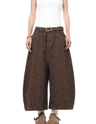leopard denim shorts