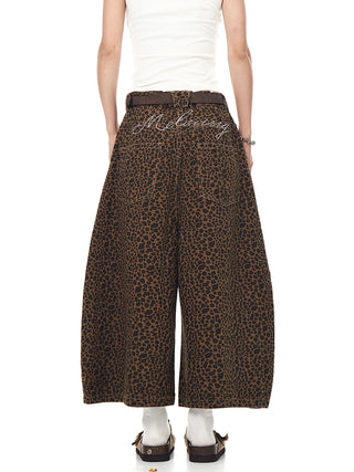 leopard denim shorts