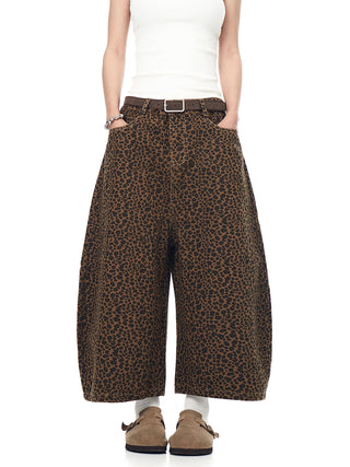 leopard denim shorts
