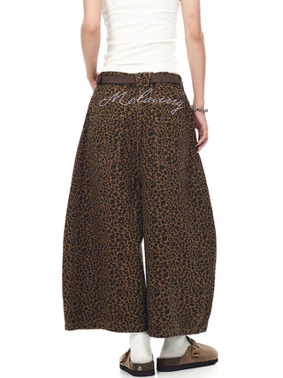 leopard denim shorts