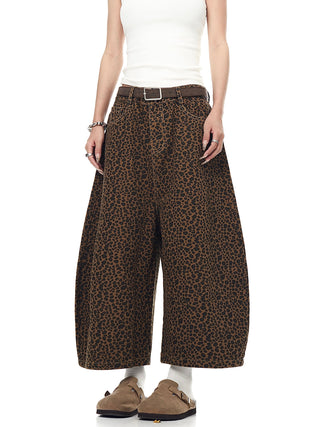 leopard denim shorts