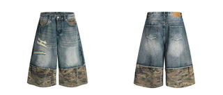camouflage denim shorts
