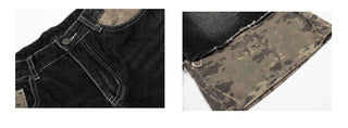 camouflage denim shorts