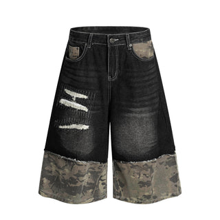 camouflage denim shorts