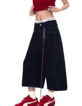 deconstructed denim shorts