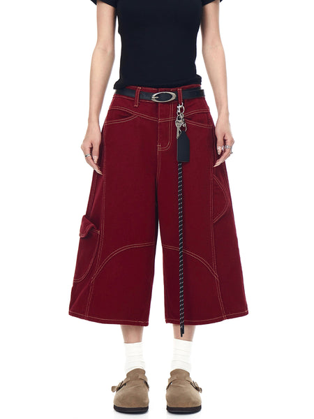 deconstructed denim shorts