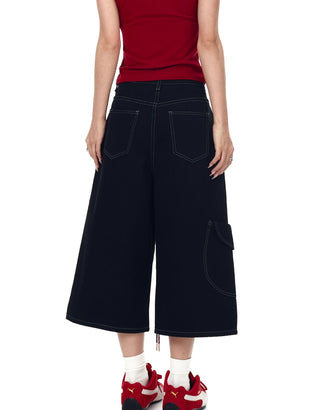 deconstructed denim shorts