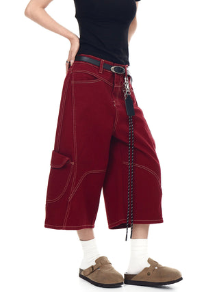 deconstructed denim shorts