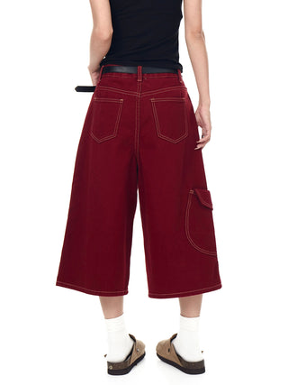 deconstructed denim shorts