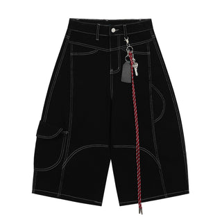 deconstructed denim shorts