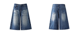 washed denim shorts