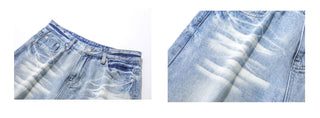 washed denim shorts