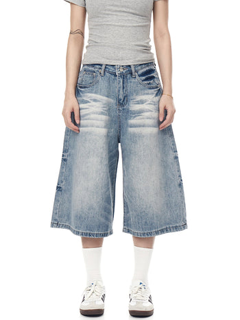 washed denim shorts