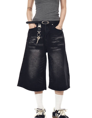 washed denim shorts