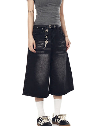 washed denim shorts