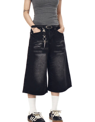 washed denim shorts