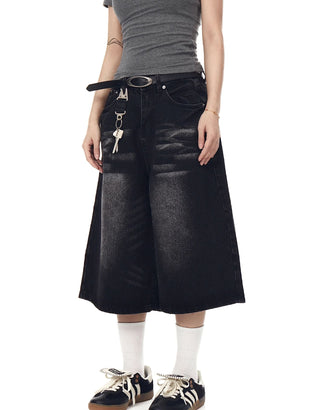 washed denim shorts