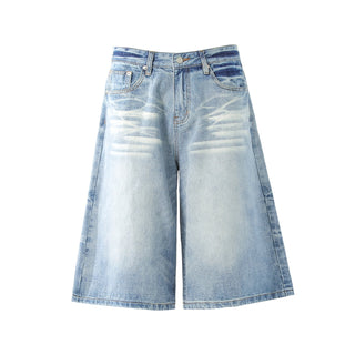 washed denim shorts