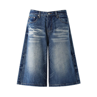 washed denim shorts