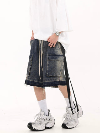 washed denim shorts