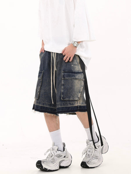 washed denim shorts