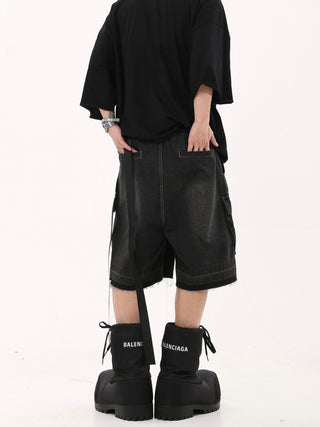 washed denim shorts