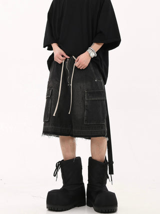 washed denim shorts