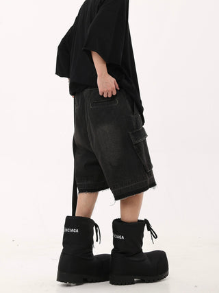 washed denim shorts