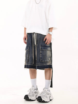 washed denim shorts