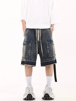washed denim shorts