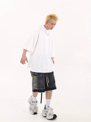 washed denim shorts
