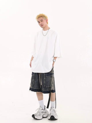 washed denim shorts