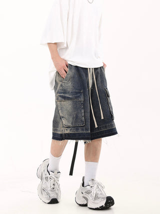washed denim shorts