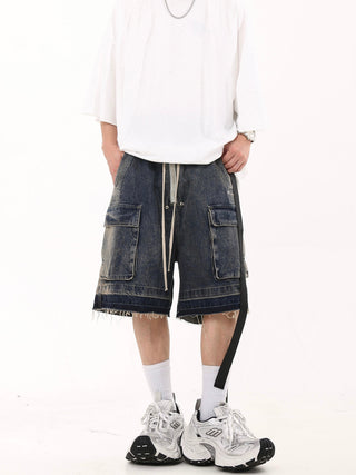 washed denim shorts