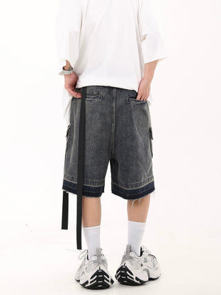 washed denim shorts