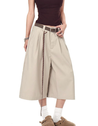 pleated cropped trousers