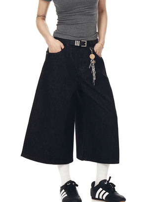 washed denim shorts