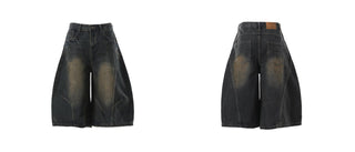 washed denim shorts