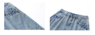 washed denim shorts